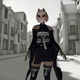 A Nier: Automata The End of YoRHa Edition for Nintendo Switch screenshot showing protagonist 2B in a kitsune fox mask and what appears to be a short blue furisode or kimono.